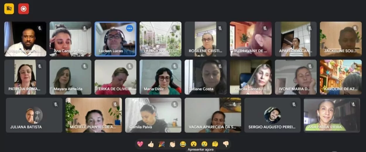 Captura de tela de videoconferência com 22 pessoas participando de forma remota (Foto/Arquivo pessoal)